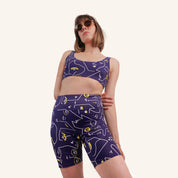 Short de sport cycliste motif rétro coloré bleu marine