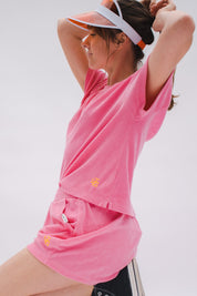 T-shirt éponge rose en coton léger bio- UJŌ