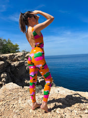 combinaison vintage orange lycra econyl recyclé confort seconde peau yoga danse UJŌ