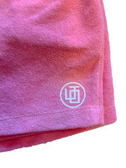 Zoom logo short en éponge coton bio rose