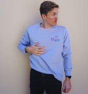 sweat col rond parme broderie upcycle unisexe coton bio rétro UJŌ made in France