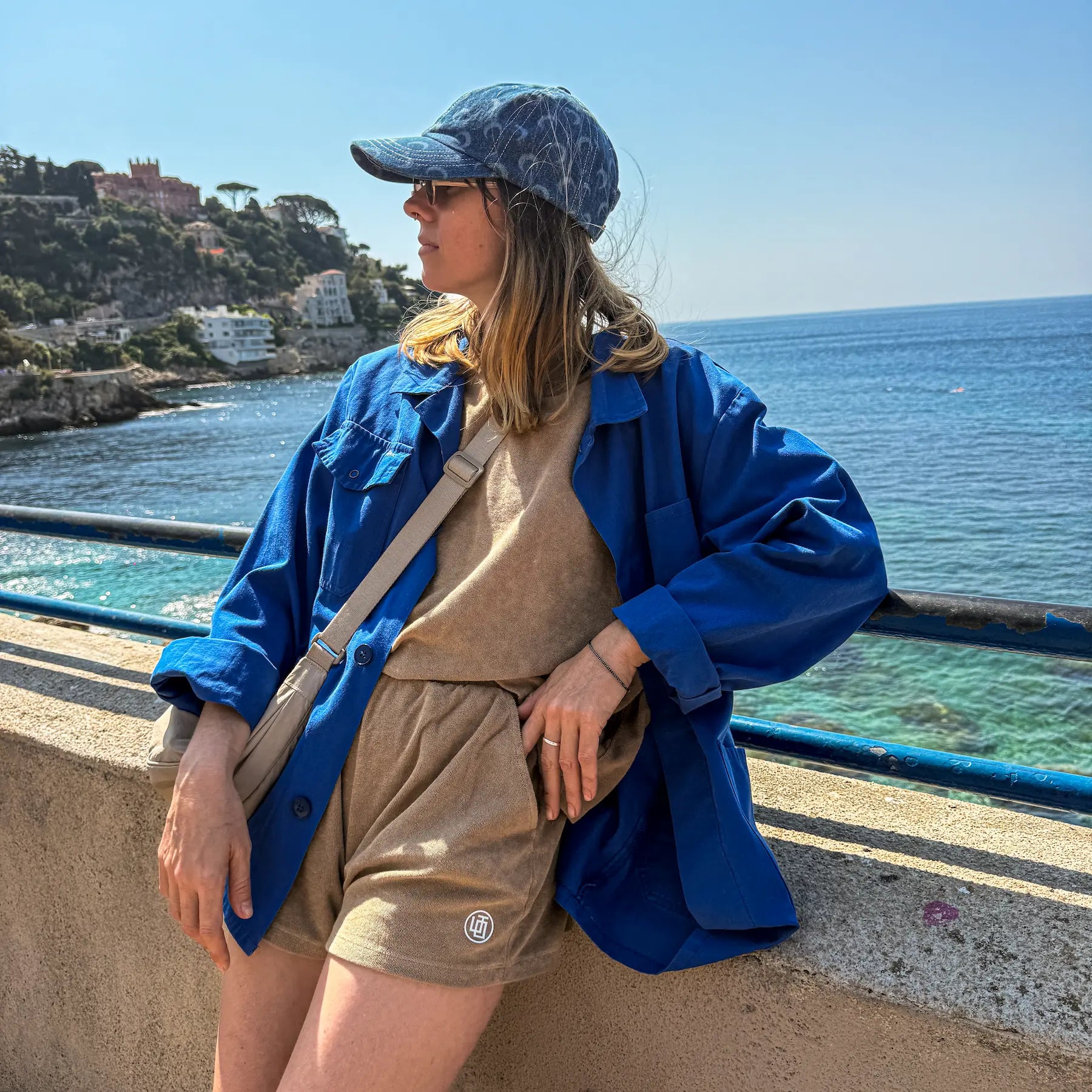 Vêtement en éponge coton léger pour femme beige marron