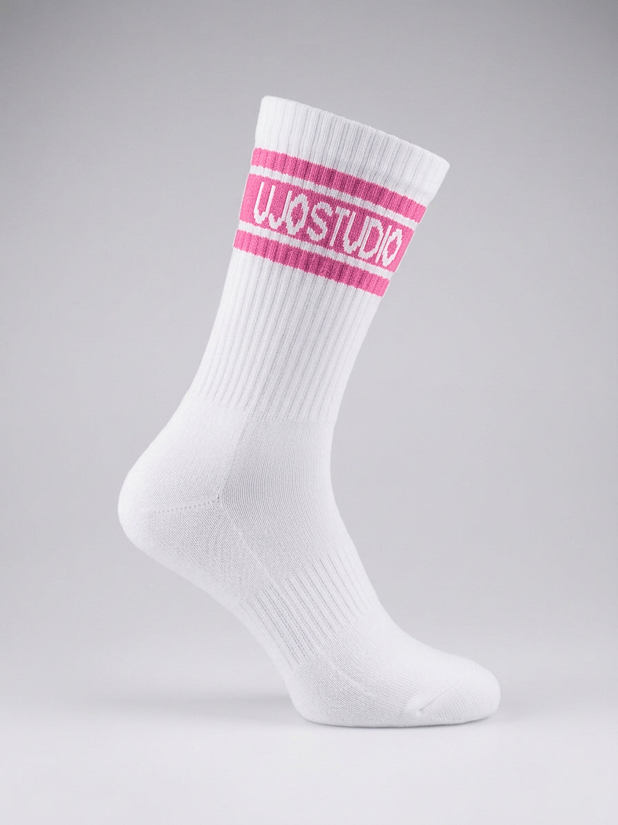 Chaussettes Rétro Sport Mi-Mollet Rose bonbon