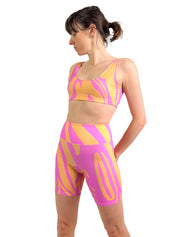 Short de sport cycliste rose & orange