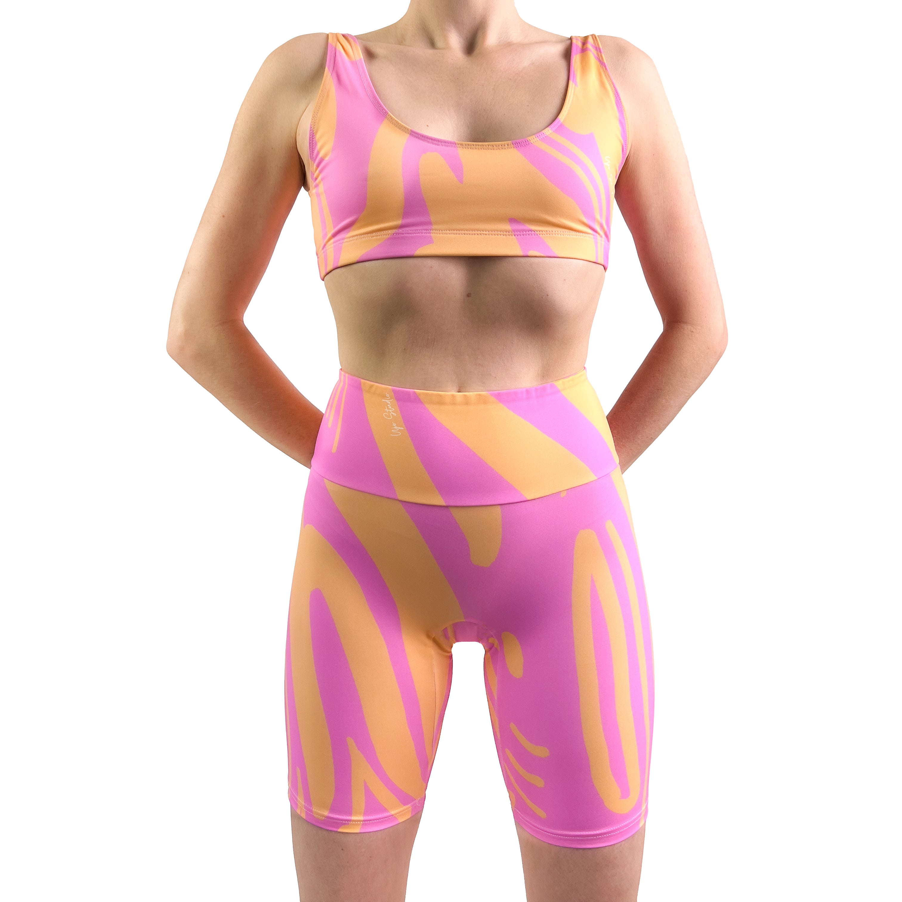Short de sport cycliste rose & orange