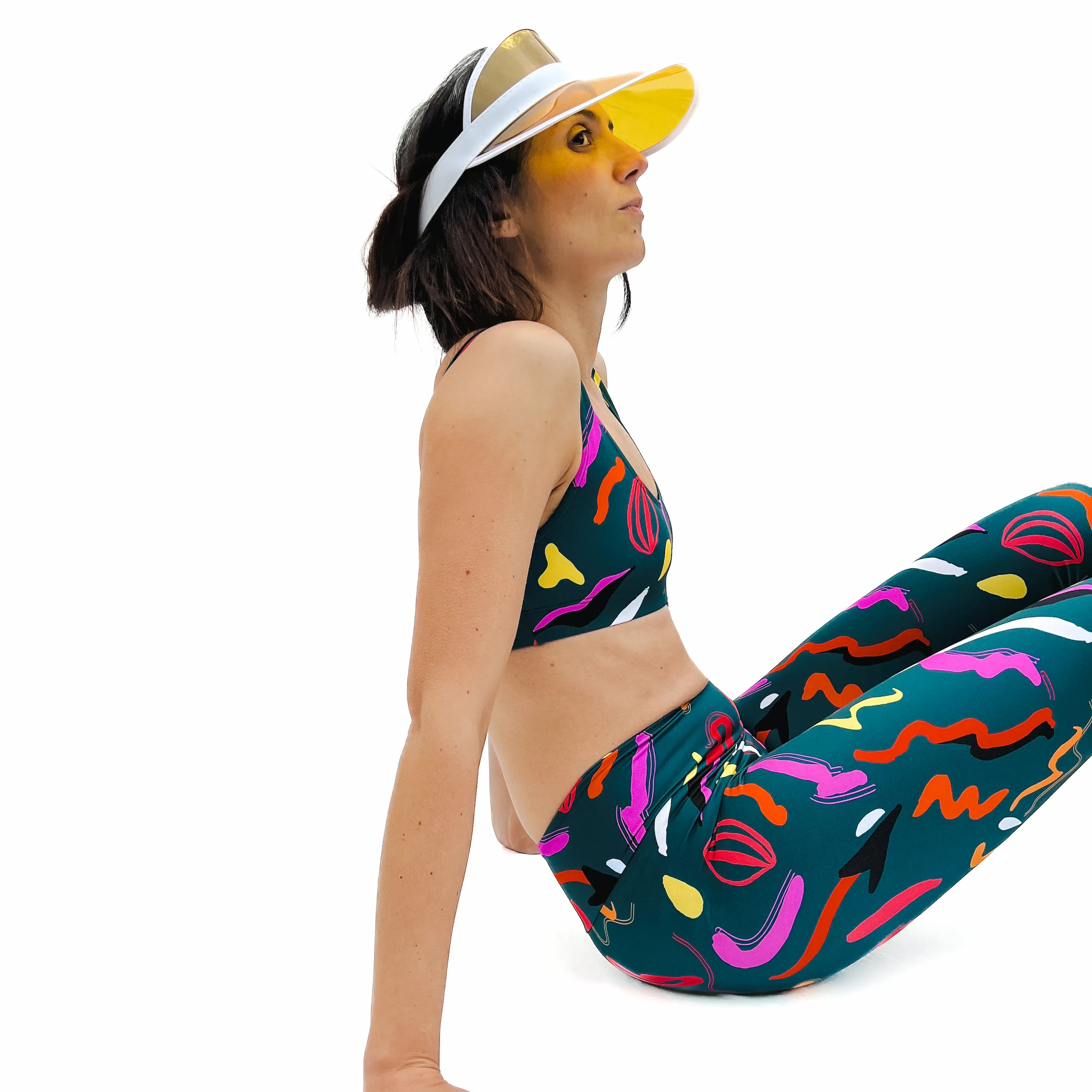 Legging de sport et yoga Vert taille haute avec motifs colorés rétro- UJŌ