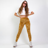 Textured velvet leggings Golden ochre
