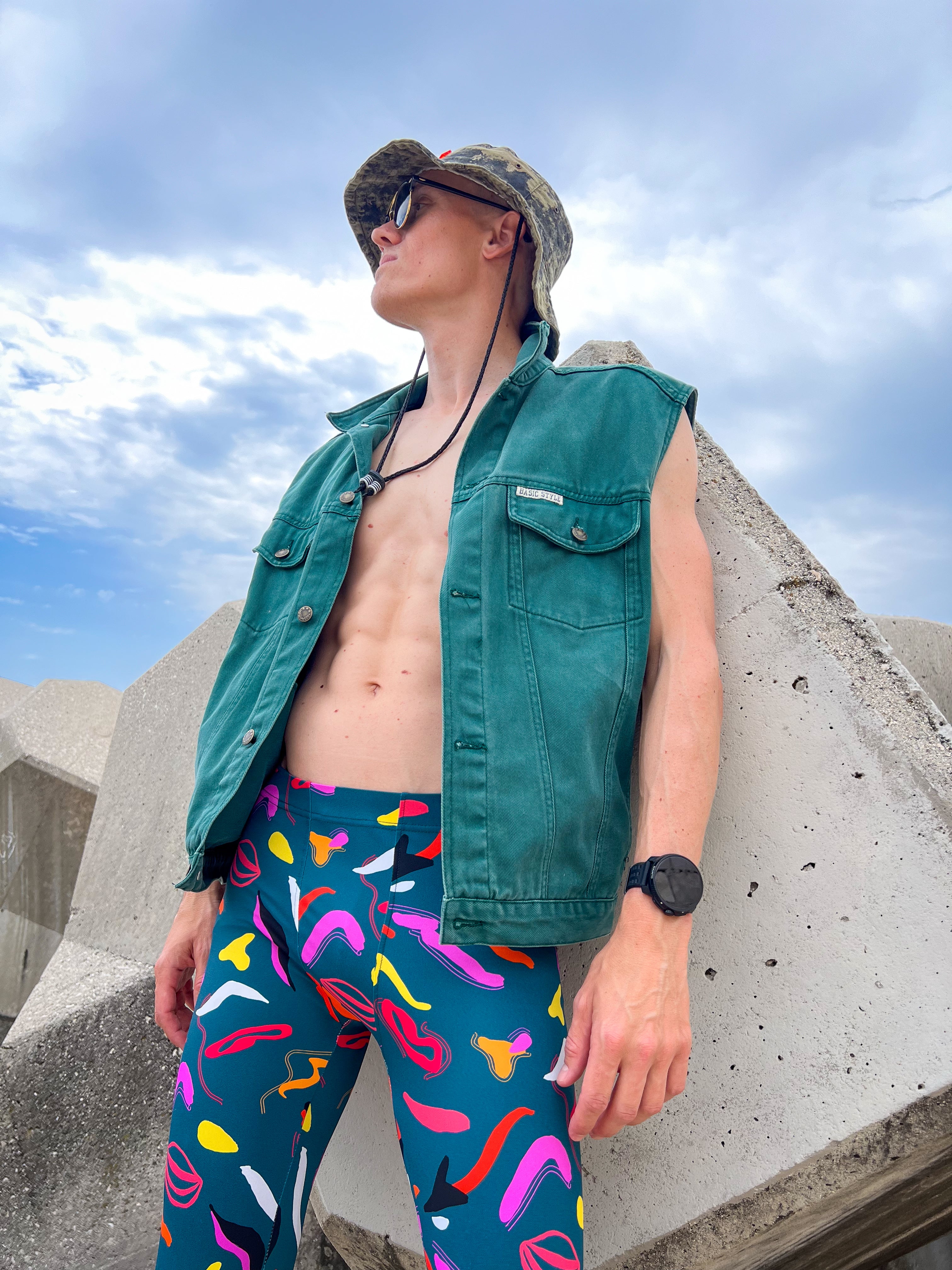 Legging pour Homme Motifs Vert abstrait