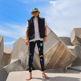 Men's Leggings - Geometric Pattern Black &amp; Blue