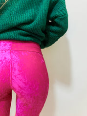 leggings en velours gratté fuchsia