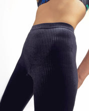 Legging velours noir côtelé taille haute ventre plat UJO