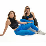 Blue Velvet Leggings High Waist