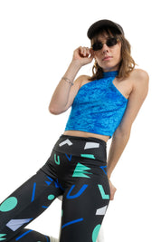 Legging de sport Noir Motif rétro Bleu & Vert