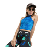 Top Court Velours  Bleu Électrique