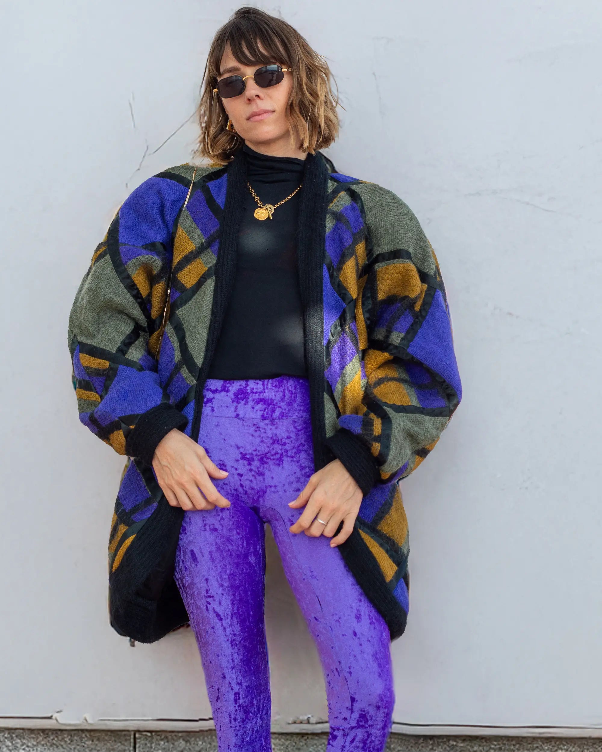 Zoom matière legging velours texturé respirant violet