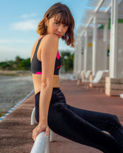 Zoom sur le legging velours côtelé noir taille haute pour femme